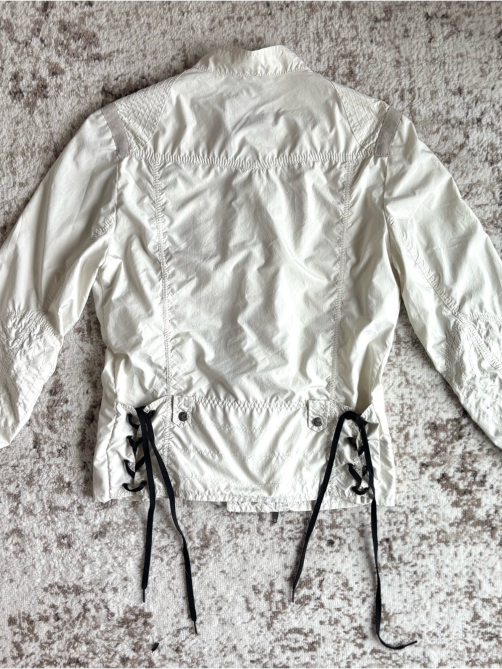 Vintage CNC Costume National White Asymmetric Zip Moto/Windbreaker Jacket